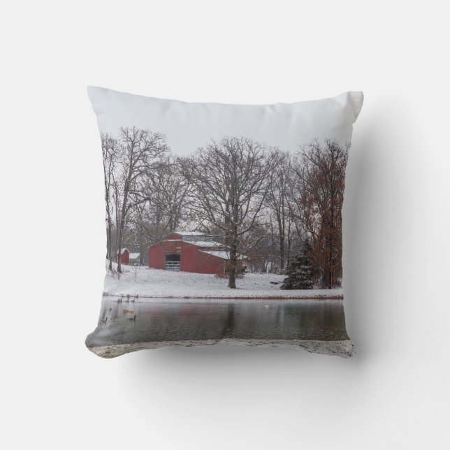 Coussin Pano de la ferme d'hiver (Recto)