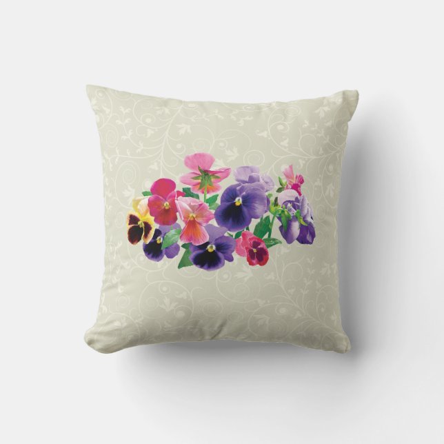 Coussin Pansies de Pastel (Recto)