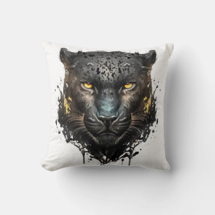 Coussin Panther Portrait Animal Peinture Faune En Plein Ai
