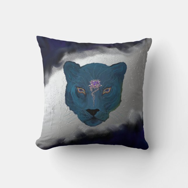 Coussin Panthère mystique avec Géode (Recto)