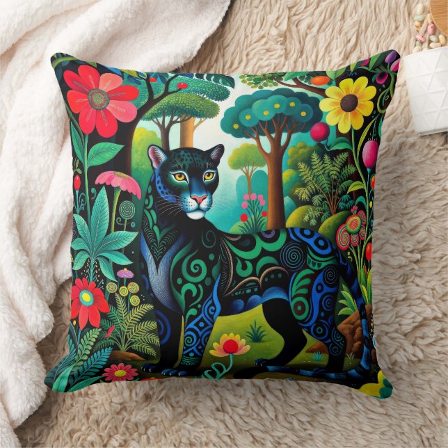 Coussin Panthère noire adorable grand félin (Couverture)