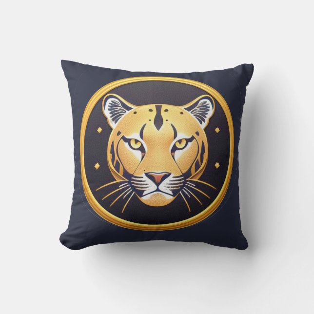 Coussin Panthère noire avec détails artistiques complexes (Recto)