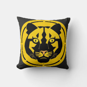 Coussin Panthère noire avec détails artistiques complexes