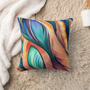 Coussin Paon abstrait