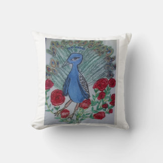 Coussin Paon amour rose