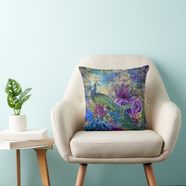Coussin Paon Élégant (Chaise)