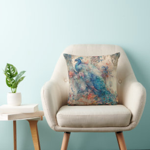 Coussin Paon Élégant