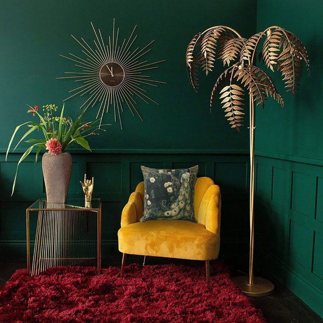 Coussin Paon élégant Art Nouveau (Créateur téléchargé)