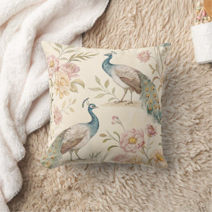 Coussin Paon Élégant Floral Vintage (10)