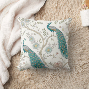Coussin Paon Élégant Floral Vintage (4)