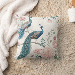 Coussin Paon Élégant Floral Vintage (6)