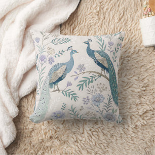 Coussin Paon Élégant Floral Vintage (7)