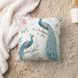Coussin Paon Élégant Floral Vintage (8)