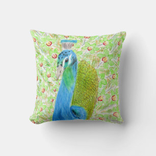 Coussin Paon floral