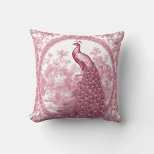 Coussin paon rose vintage