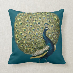 Coussin Paon vintage
