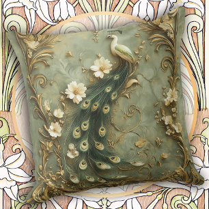 Coussin Paon Vintage Romantique