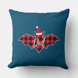 Coussin Papa Bat Christmas Papa Pajama Rouge Plaid Buffalo