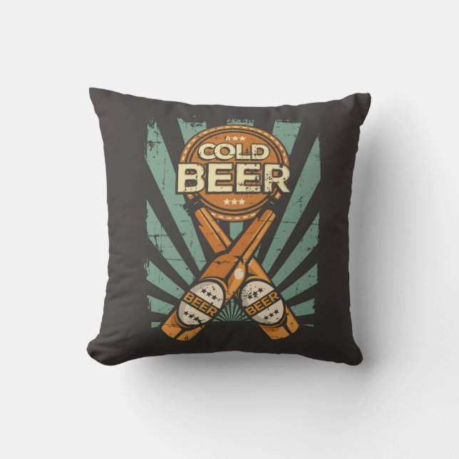Coussin Papa Bleu Bandes bière froide (Recto)