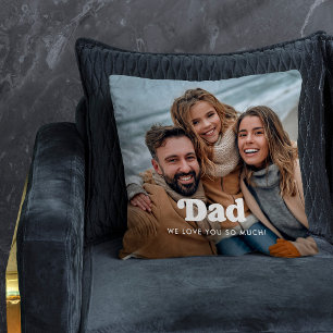 Coussin Papa Boho Texte superposé avec deux photos