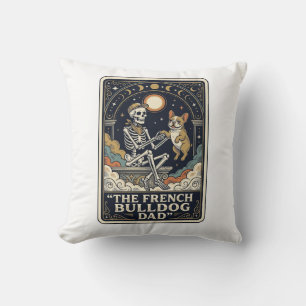 Coussin Papa Bouledogue Français Vintage Squelette Tarot T