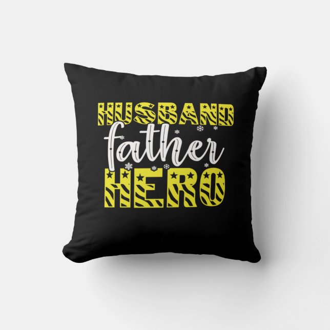 Coussin Papa Cadeau Mari Père Héros (Recto)