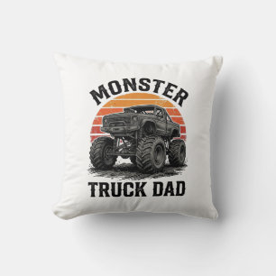 Coussin Papa camion monstre graphique vintage tout terrain