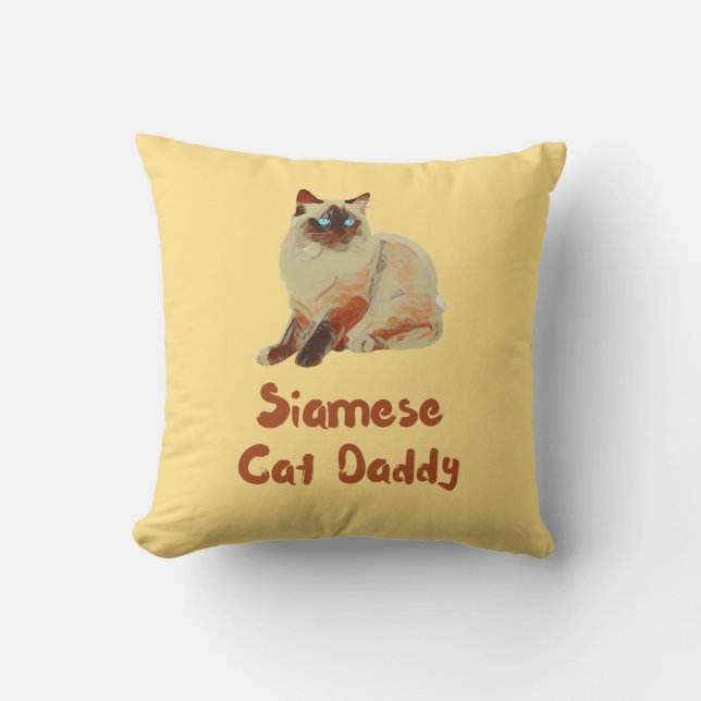 Coussin Papa Chat Siamese (Recto)