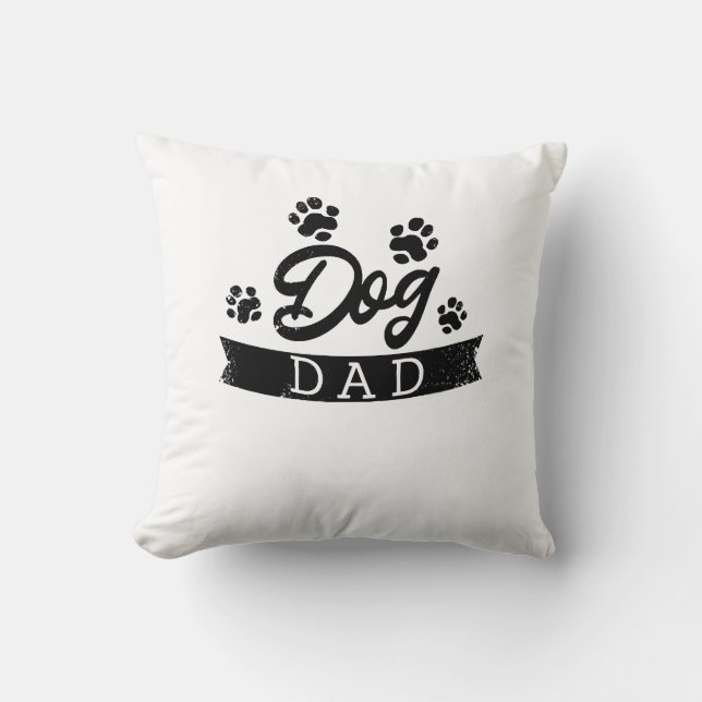 Coussin Papa Chien Design Drôle - Idée cadeau pour les pro (Recto)