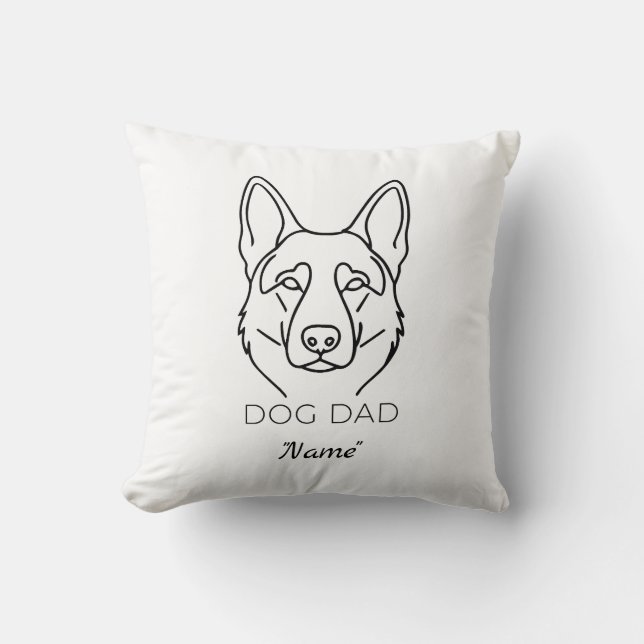 Coussin Papa Chien personnalisé avec nom  (Recto)
