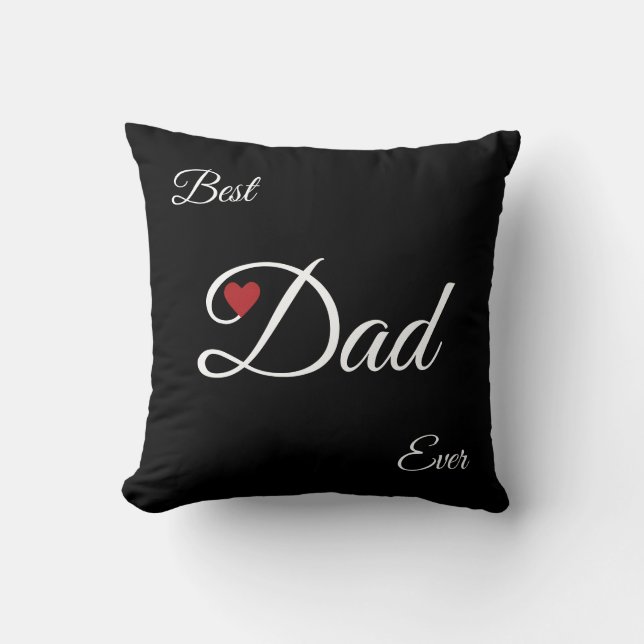 Coussin Papa coeur meilleur noir et blanc moderne (Recto)