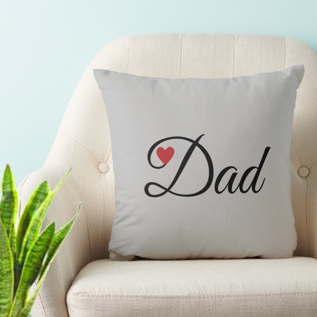 Coussin Papa Cœur Moderne sur Gris Argenté (Créateur téléchargé)