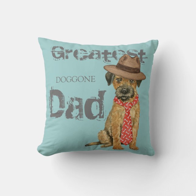 Coussin Papa de Terrier de frontière (Recto)
