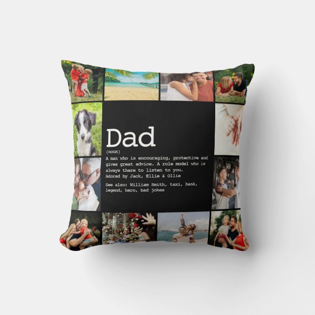 Coussin Papa Définition Fête des pères Collage photo (Recto)