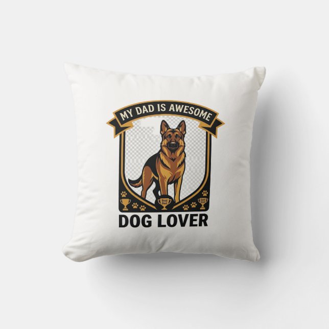 Coussin Papa est un amant de chien génial Paws Shepherd al (Recto)