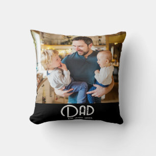 Coussin Papa Établit Photo Écriture Black Grunge