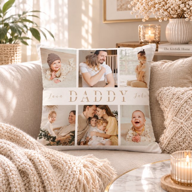Coussin "Papa" Fête des pères Enfants Collections Jeter Or (Créateur téléchargé)