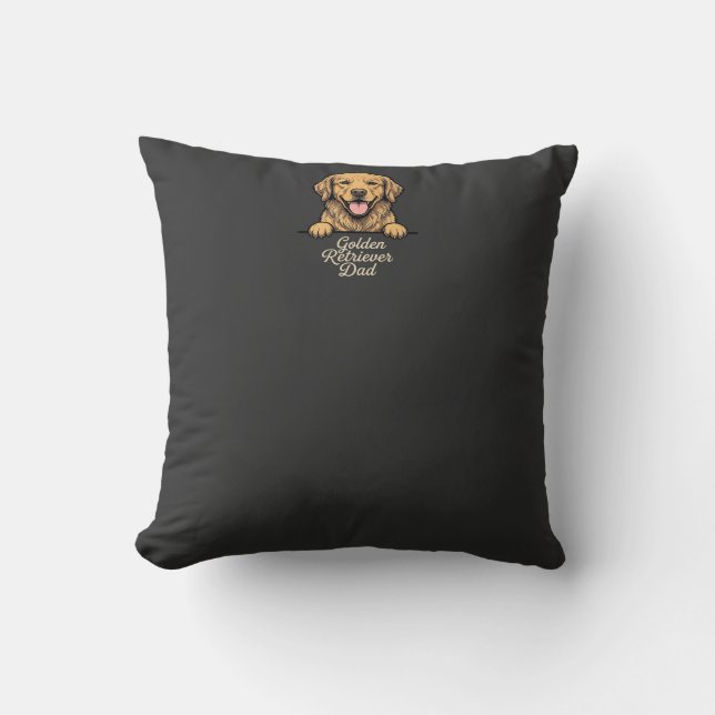 Coussin Papa Golden Retriever Gravure Vintage (Recto)