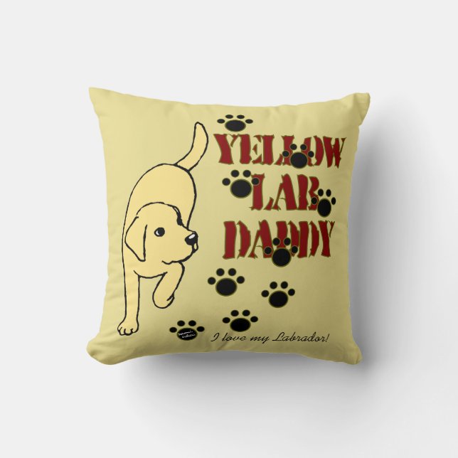 Coussin Papa jaune de Labrador (Recto)