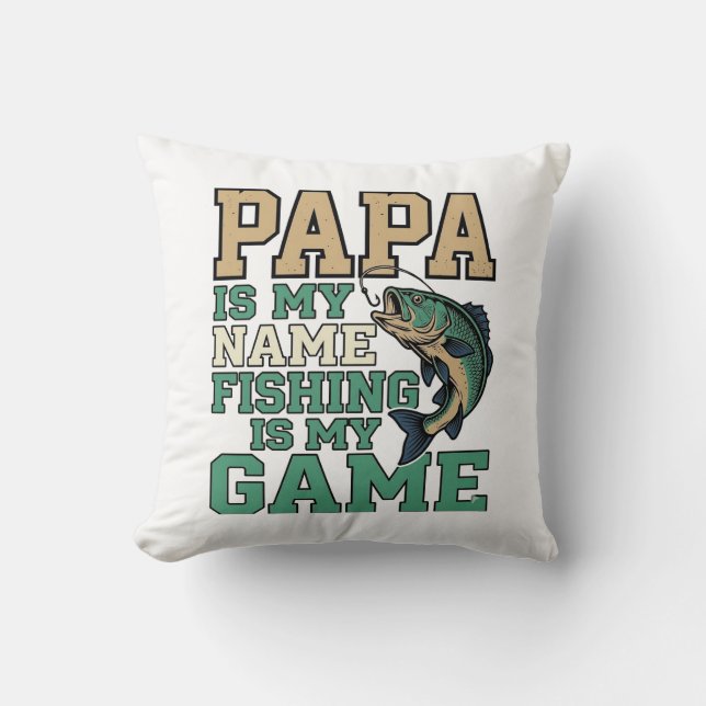 Coussin Papa La pêche est mon jeu Conception de chemise vi (Recto)