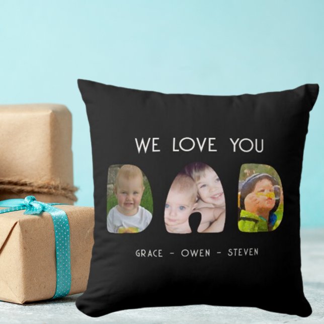 Coussin Papa - On T'Aime ! Personnaliser avec Photo & Nom (Créateur téléchargé)