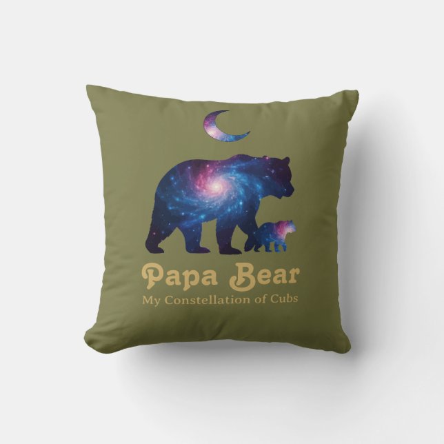 Coussin Papa Ours Cosmique & Ourson (Recto)
