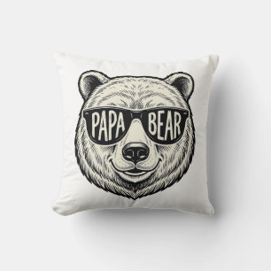 Coussin Papa ours Lunettes de soleil Ours Tête Vector Desi