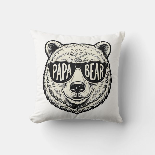 Coussin Papa ours Lunettes de soleil Ours Tête Vector Desi (Recto)