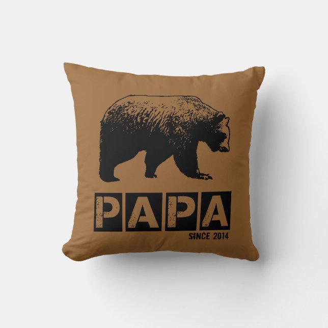 Coussin Papa Ours pour Papa 2014, Noir Grunge (Recto)