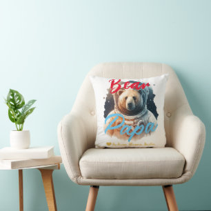 Coussin Papa personnalisé Ours Noms chics simples Astronau
