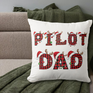 Coussin Papa Pilote Lettres de Noël Lumières Ornements Drô