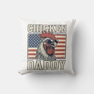 Coussin Papa Poule Coq Vintage Patriotique