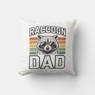 Coussin Papa Raton laveur Gravure Vintage Design Vectoriel