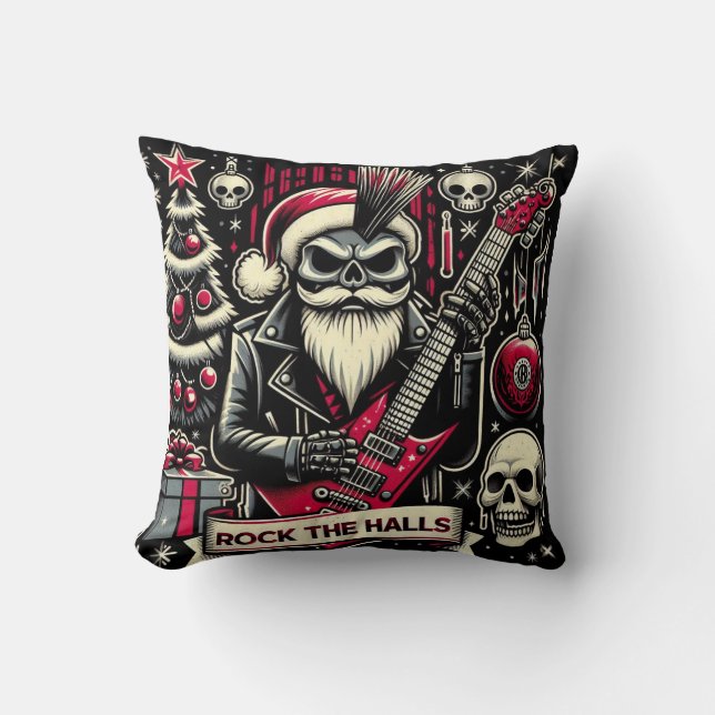 Coussin Papa rockeur Noël  (Recto)